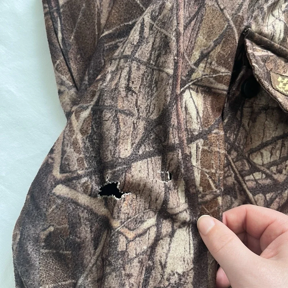 Gamehide Hunting Jacket Mens S Mossy Oak Break-Up Snap Button Zipper Hush Hide